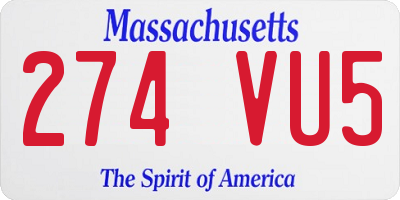MA license plate 274VU5