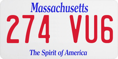 MA license plate 274VU6