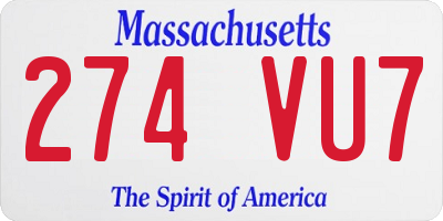 MA license plate 274VU7