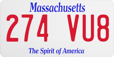 MA license plate 274VU8