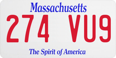 MA license plate 274VU9