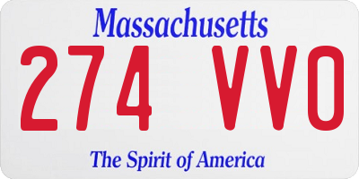 MA license plate 274VV0