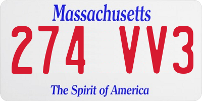 MA license plate 274VV3