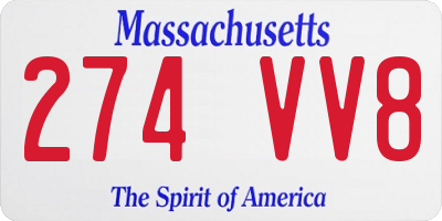 MA license plate 274VV8