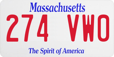 MA license plate 274VW0
