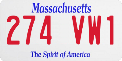 MA license plate 274VW1