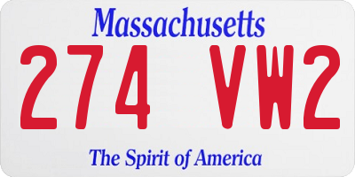 MA license plate 274VW2