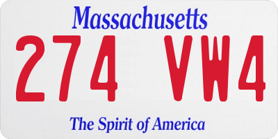 MA license plate 274VW4