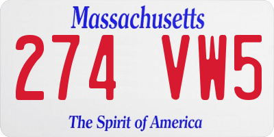 MA license plate 274VW5