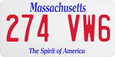 MA license plate 274VW6