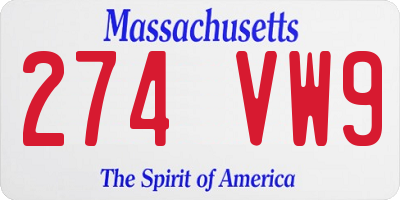 MA license plate 274VW9