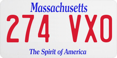 MA license plate 274VX0