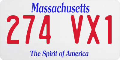 MA license plate 274VX1