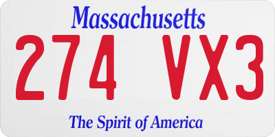 MA license plate 274VX3