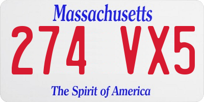 MA license plate 274VX5