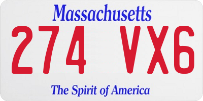 MA license plate 274VX6