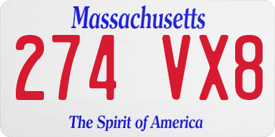 MA license plate 274VX8