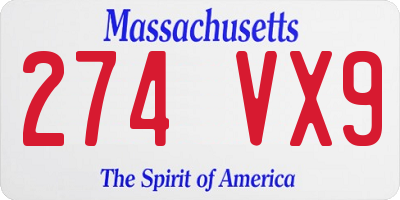 MA license plate 274VX9