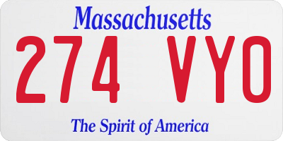 MA license plate 274VY0