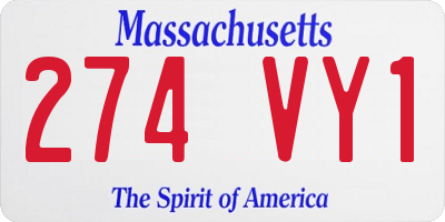 MA license plate 274VY1