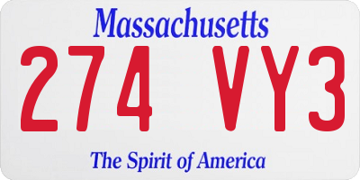 MA license plate 274VY3