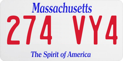 MA license plate 274VY4