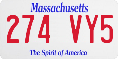MA license plate 274VY5
