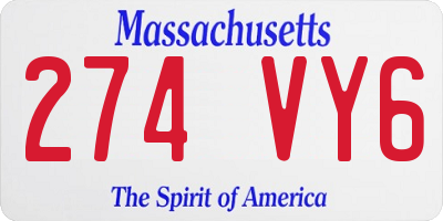 MA license plate 274VY6