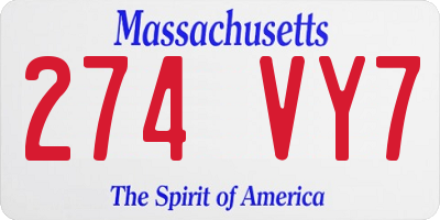 MA license plate 274VY7