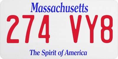 MA license plate 274VY8