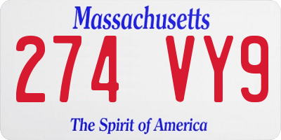 MA license plate 274VY9