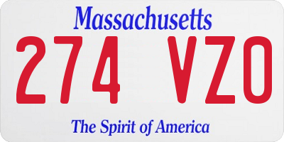 MA license plate 274VZ0
