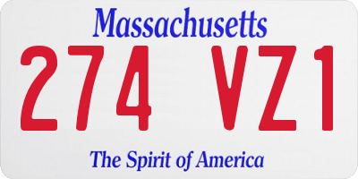 MA license plate 274VZ1