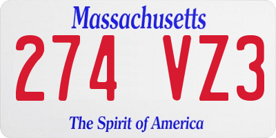 MA license plate 274VZ3