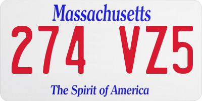 MA license plate 274VZ5