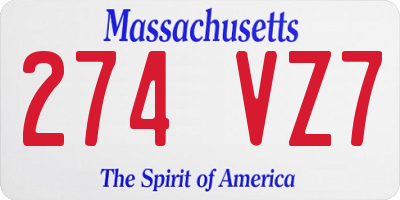 MA license plate 274VZ7