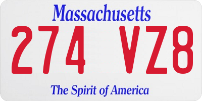 MA license plate 274VZ8