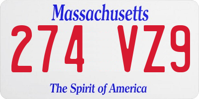 MA license plate 274VZ9