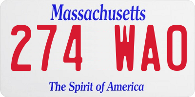 MA license plate 274WA0