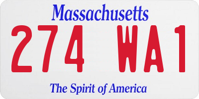 MA license plate 274WA1