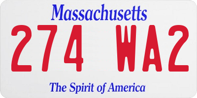 MA license plate 274WA2