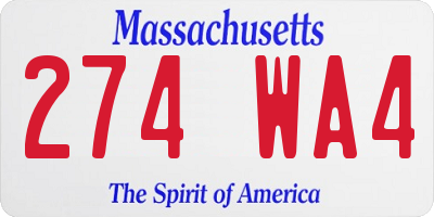 MA license plate 274WA4