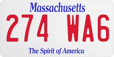 MA license plate 274WA6