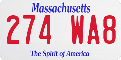 MA license plate 274WA8