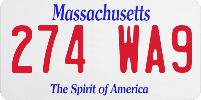 MA license plate 274WA9