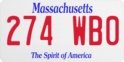 MA license plate 274WB0
