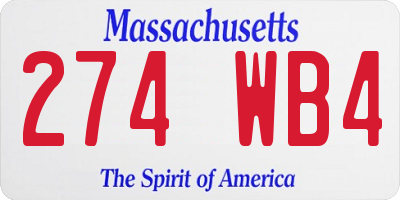 MA license plate 274WB4
