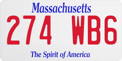 MA license plate 274WB6