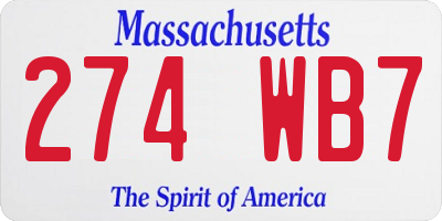 MA license plate 274WB7