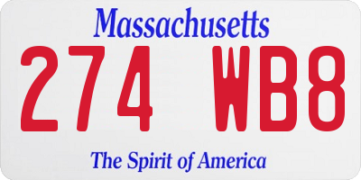MA license plate 274WB8